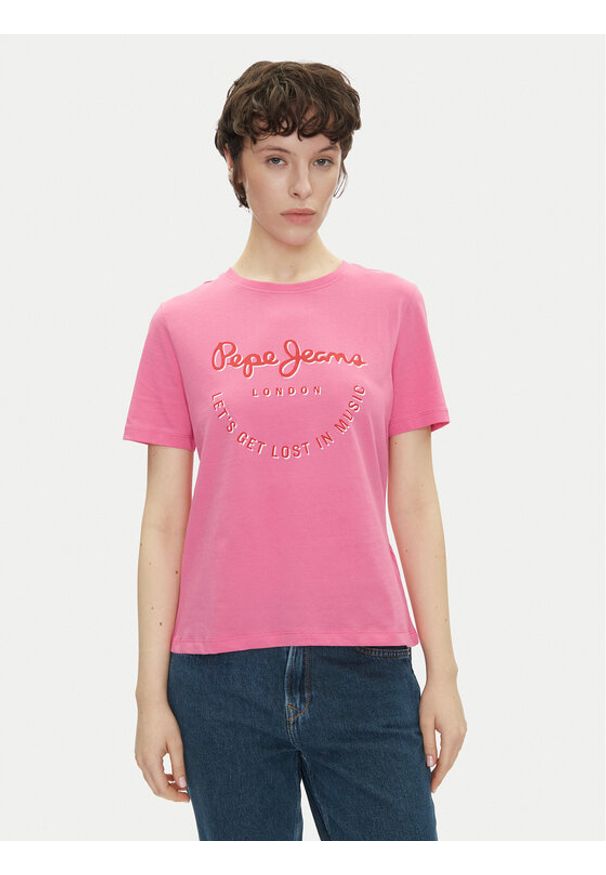 Pepe Jeans T-Shirt Rumer PL506072 Różowy Regular Fit. Kolor: różowy. Materiał: bawełna