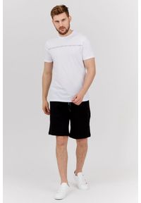 Armani Exchange - ARMANI EXCHANGE Biały t-shirt męski z paskiem z logo, Rozmiar XL. Kolor: biały. Materiał: prążkowany