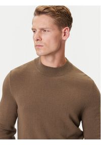 Marc O'Polo Denim Sweter 5000007280 Brązowy Regular Fit. Typ kołnierza: polo. Kolor: brązowy. Materiał: wełna #5