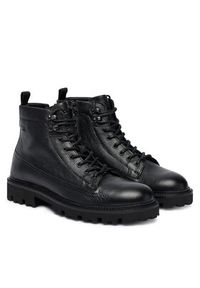 BOSS Trapery Julyo 50552581 Czarny. Kolor: czarny. Materiał: skóra