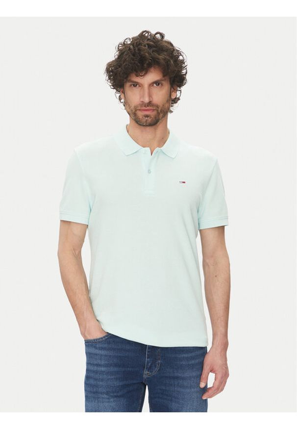 Tommy Jeans Polo DM0DM20226 Zielony Slim Fit. Typ kołnierza: polo. Kolor: zielony. Materiał: bawełna