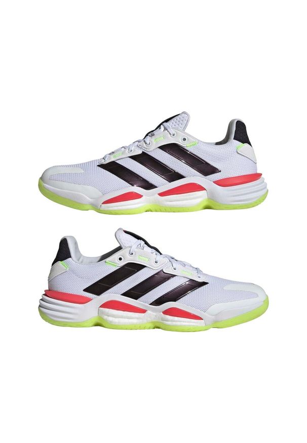 Adidas - Buty halowe adidas Stabil 16. Kolor: biały. Materiał: materiał. Sport: turystyka piesza