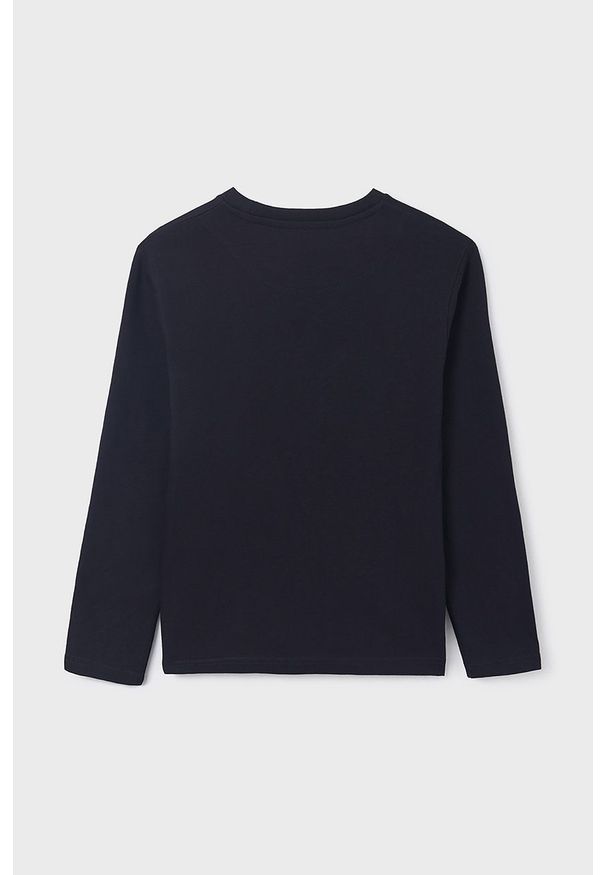 Mayoral longsleeve bawełniany dziecięcy kolor granatowy z nadrukiem. Okazja: na co dzień. Kolor: niebieski. Materiał: bawełna. Długość rękawa: długi rękaw. Wzór: nadruk. Styl: casual