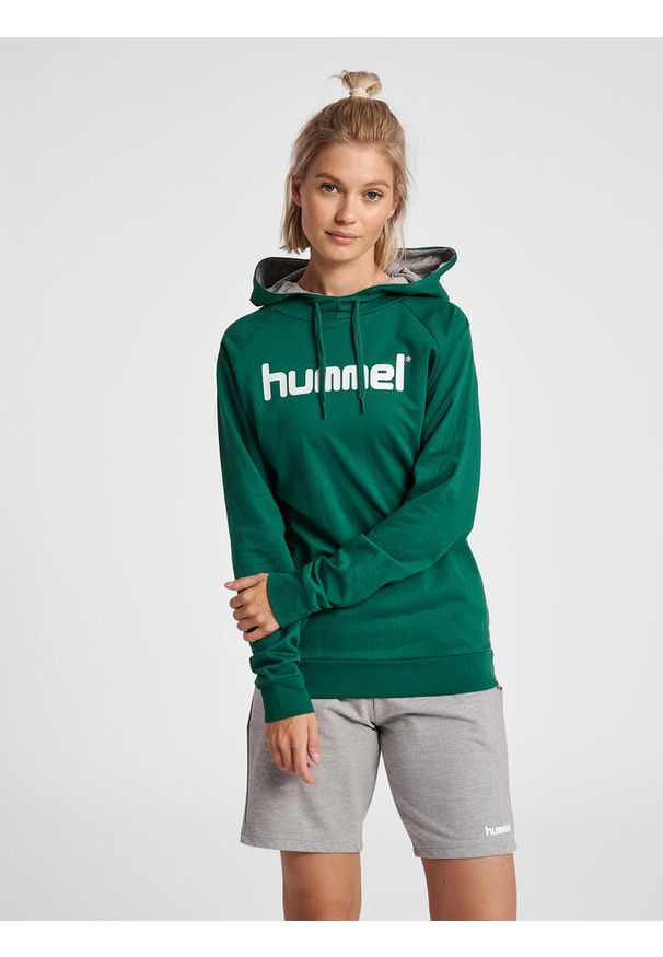 Bluza sportowa z kapturem damska Hummel Go Cotton Logo Hoodie Woman. Typ kołnierza: kaptur. Kolor: biały, wielokolorowy, zielony