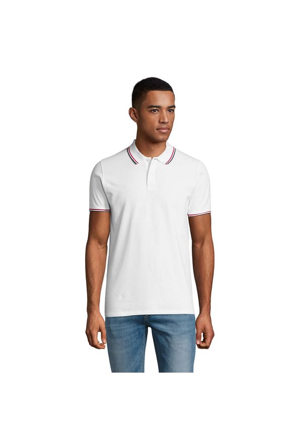 SOL'S - Męska Koszulka Polo Prestige. Typ kołnierza: polo. Kolor: biały