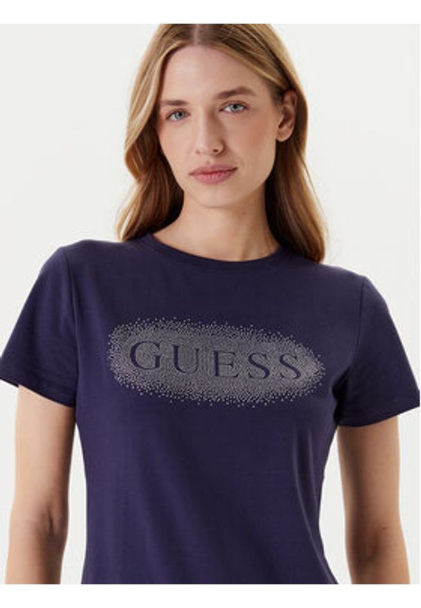 Guess T-Shirt V5YI08 J1314 Granatowy Regular Fit. Kolor: niebieski. Materiał: bawełna