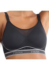TRIACTION - Stanik do biegania Cardio Breeze z wysoki poziomem podtrzymywania. Kolor: czarny. Materiał: poliester, poliamid, elastan. Wzór: paski. Sport: fitness, bieganie #1