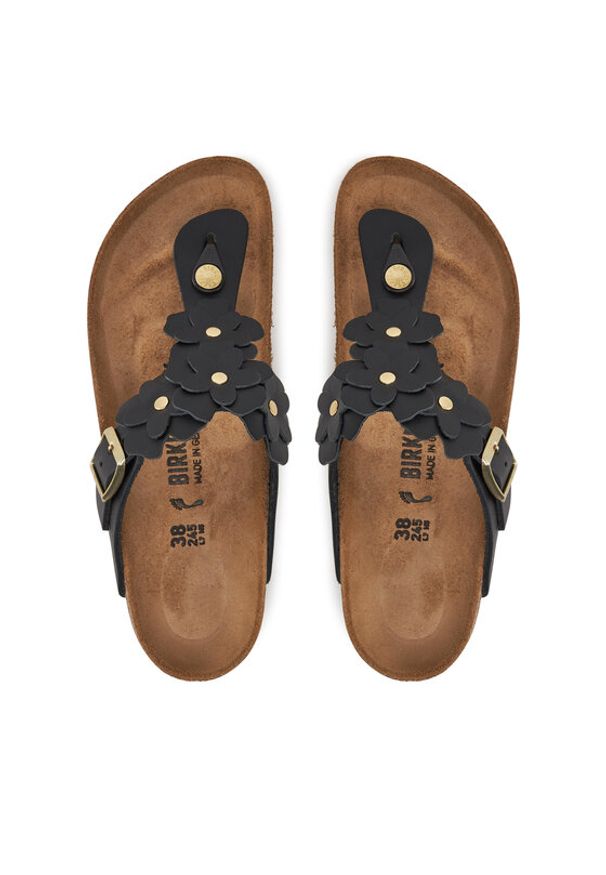 Birkenstock Japonki Gizeh Flowers 1026719 Czarny. Kolor: czarny. Materiał: skóra