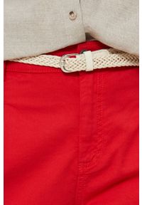 medicine - Medicine szorty damskie kolor czerwony gładkie high waist. Okazja: na co dzień. Stan: podwyższony. Kolor: czerwony. Wzór: gładki. Styl: casual #3