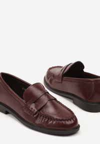 Renee - Bordowe Mokasyny Vices z Marszczeniem i Wkładką ze Skóry Naturalnej Mestia. Okazja: na co dzień. Kolor: czerwony. Materiał: skóra. Styl: klasyczny, casual, elegancki #3