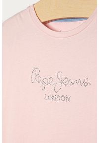 Pepe Jeans - T-shirt dziecięcy Nuria 128-180 cm. Okazja: na co dzień. Kolor: różowy. Materiał: bawełna, dzianina. Wzór: aplikacja. Styl: casual #2