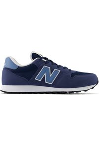 Buty męskie New Balance GM500OBB – granatowe. Okazja: na co dzień. Kolor: niebieski. Materiał: guma, syntetyk, materiał. Szerokość cholewki: normalna #1