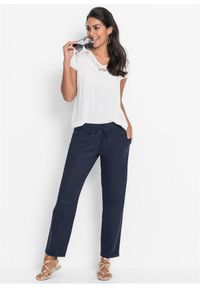 bonprix - Spodnie lniane. Kolor: niebieski. Materiał: lyocell, len. Sezon: lato #2