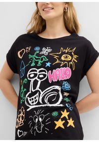 bonprix - T-shirt z nadrukiem. Kolor: czarny. Wzór: nadruk #3