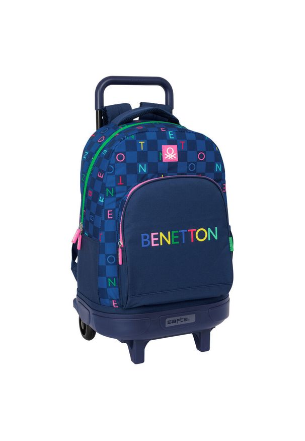 Torba szkolna z kółkami Benetton Damero Granatowy. Kolor: niebieski
