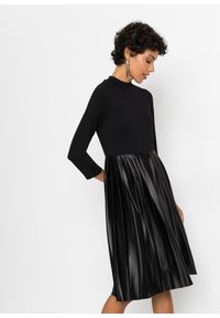 bonprix - Sukienka z dżerseju i połyskującego materiału. Kolor: czarny. Materiał: materiał, jersey. Styl: elegancki #1