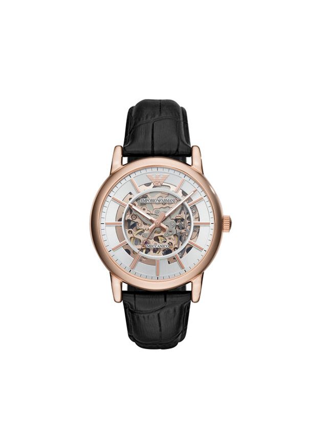 Emporio Armani Zegarek Meccanico AR60007 Czarny. Kolor: czarny