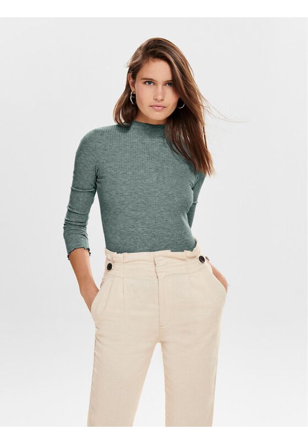 only - ONLY Bluzka Emma 15180040 Zielony Slim Fit. Kolor: zielony. Materiał: syntetyk