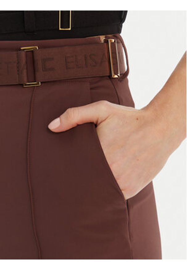 Elisabetta Franchi Spodnie materiałowe PA-132-61E2-V350 Brązowy Regular Fit. Kolor: brązowy. Materiał: syntetyk