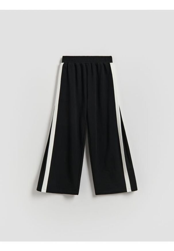 Reserved - Spodnie dresowe z lampasami - czarny. Kolor: czarny. Materiał: dresówka