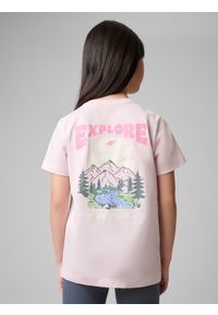 4f - 4F T-shirt regular z nadrukiem dziewczęcy - różowy 158 (12-13 lat). Okazja: na uczelnię, na co dzień, na spacer. Kolor: różowy. Materiał: materiał, bawełna, jeans, dzianina, skóra. Wzór: nadruk. Sezon: lato. Styl: klasyczny, casual #2