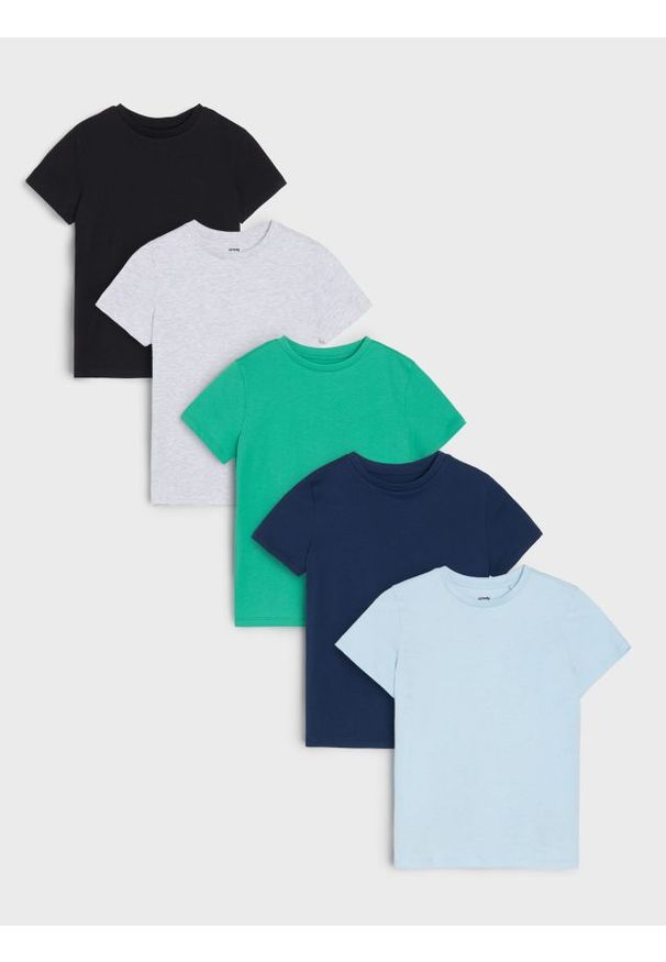 Sinsay - Koszulki w stylu basic 5 pack - błękitny. Kolor: niebieski