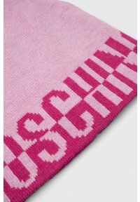 MOSCHINO - Moschino czapka z domieszką wełny kolor różowy. Kolor: różowy. Materiał: wełna #2