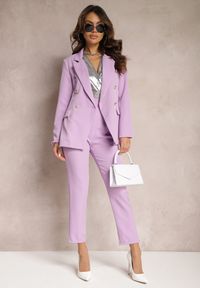 Renee - Jasnofioletowe Materiałowe Spodnie Regular Pivolia. Kolor: fioletowy. Materiał: materiał #5