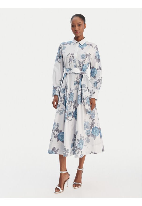 Marella Sukienka koszulowa Formica 2613221161 Błękitny Regular Fit. Kolor: niebieski. Materiał: bawełna. Typ sukienki: koszulowe