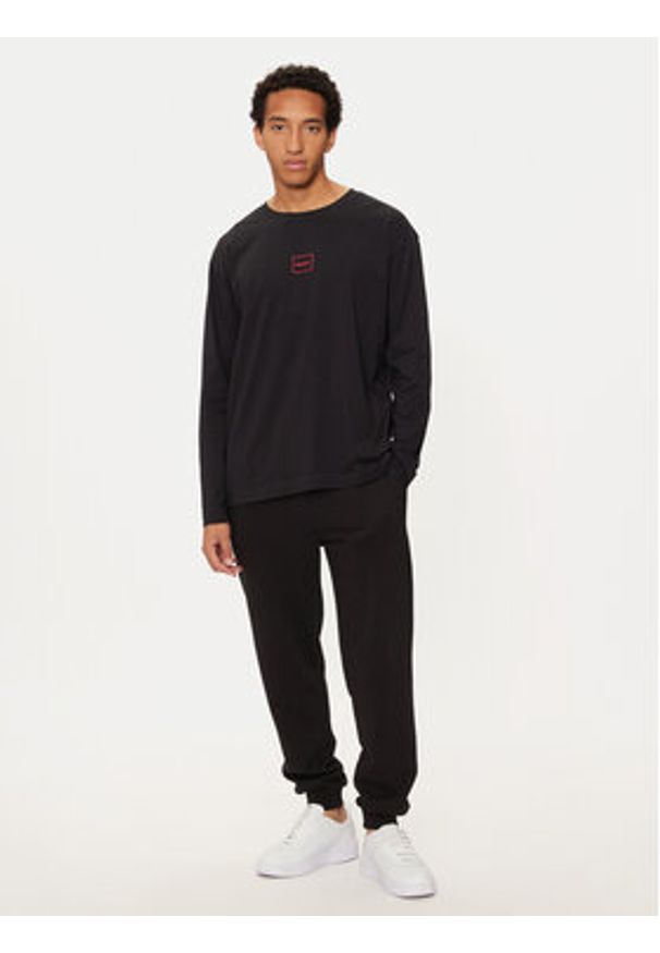 Hugo Longsleeve 50525229 Czarny Regular Fit. Kolor: czarny. Materiał: bawełna. Długość rękawa: długi rękaw
