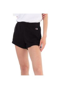 Spodenki Champion High Waist C Logo 114926-KK001 - czarne. Stan: podwyższony. Kolor: czarny. Materiał: bawełna, materiał, poliester