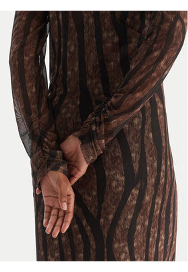 ACCESS FASHION Sukienka koktajlowa 54-3352-0006 Brązowy Slim Fit. Kolor: brązowy. Materiał: syntetyk. Styl: wizytowy