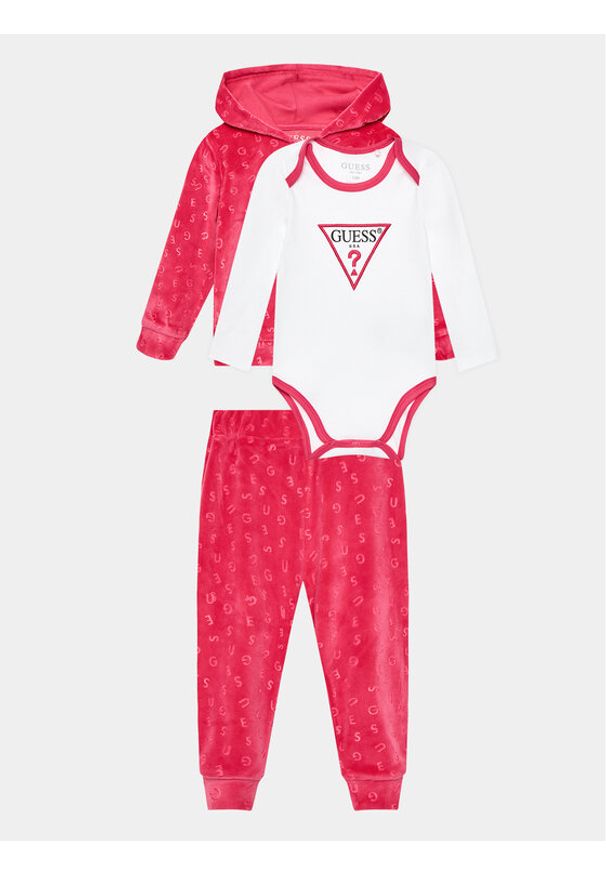 Guess Komplet bluza, body i spodnie dresowe H3BW01 KA2X0 Różowy Regular Fit. Kolor: różowy. Materiał: syntetyk