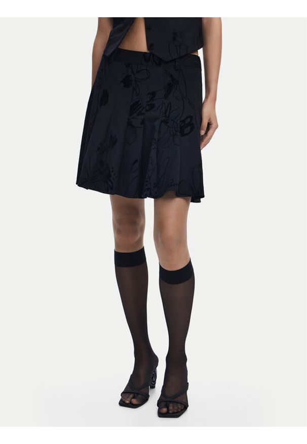 Desigual Spódnica mini Flock 25WWFW10 Czarny Regular Fit. Kolor: czarny. Materiał: syntetyk