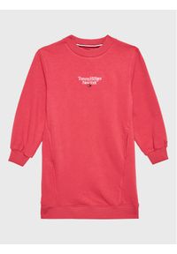 TOMMY HILFIGER - Tommy Hilfiger Sukienka dzianinowa Graphic KG0KG07007 M Różowy Relaxed Fit. Kolor: różowy. Materiał: bawełna