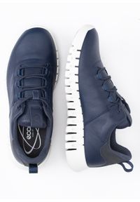 ecco - Sneakersy męskie granatowe ECCO GRUUV M SHOE. Kolor: niebieski. Materiał: guma, materiał, skóra, nubuk. Wzór: gładki