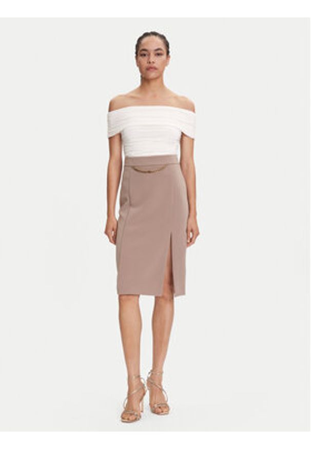 Marciano Guess Spódnica midi 5YGD07 7357A Beżowy Regular Fit. Kolor: beżowy. Materiał: syntetyk