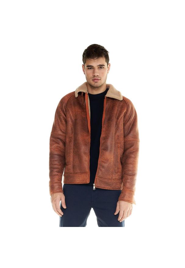 LEONE 1947 APPAREL - Męska kurtka typu sherpa Leone Shades. Kolor: żółty. Materiał: tkanina