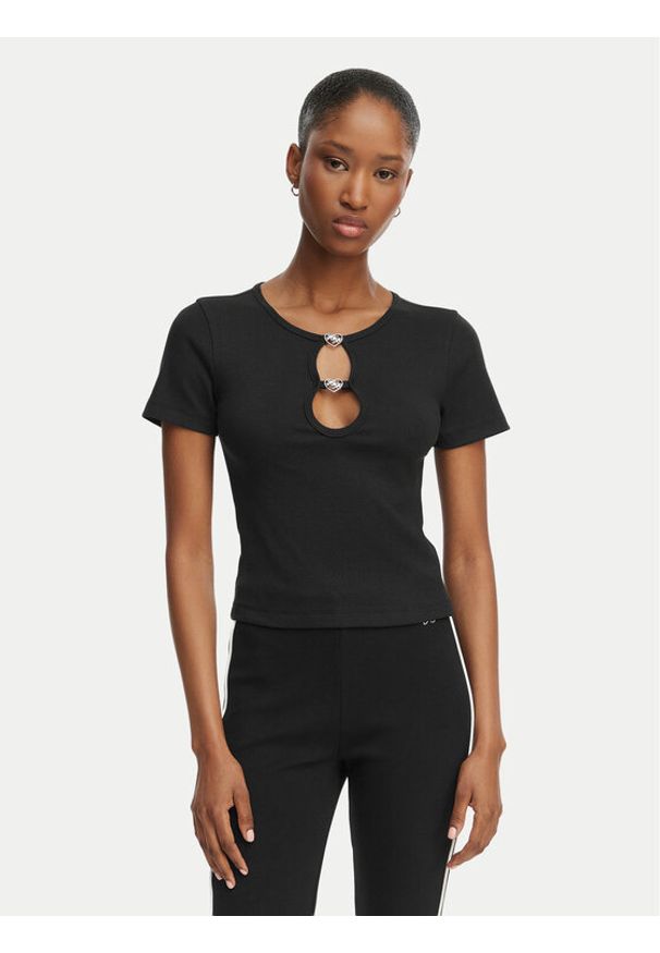 Hugo - HUGO T-Shirt Diheart 50562071 Czarny Slim Fit. Kolor: czarny. Materiał: bawełna