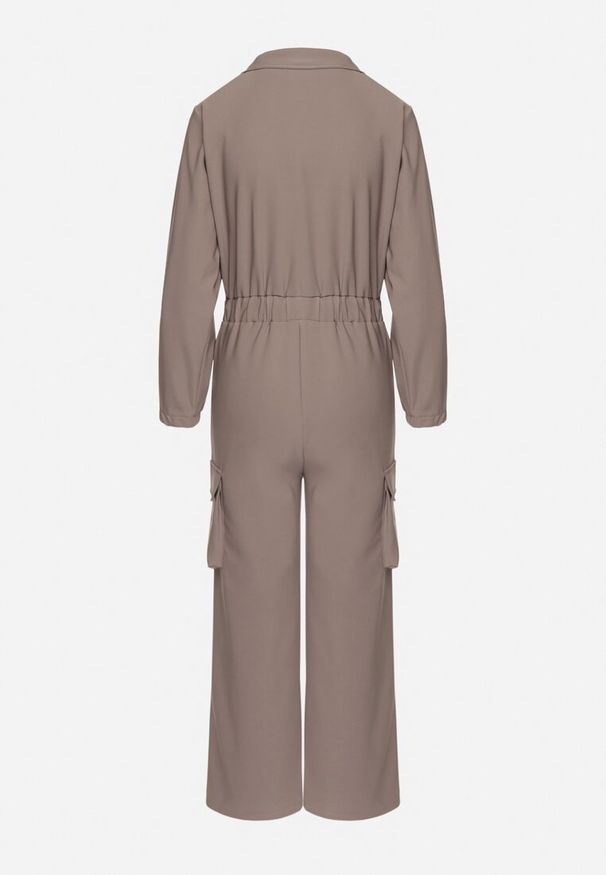 Born2be - Szary Kombinezon Utility z Szerokimi Nogawkami o Taliowanym Kroju Liarose. Okazja: na co dzień. Kolor: szary. Materiał: tkanina. Styl: casual