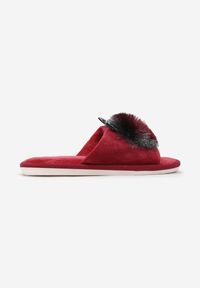 Born2be - Czerwone Kapcie Lypho. Nosek buta: otwarty. Zapięcie: bez zapięcia. Kolor: czerwony. Materiał: dresówka, dzianina, guma. Wzór: aplikacja #2