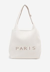 Renee - Biała Tłoczona Torebka Typu Shopper Saliaria. Kolor: biały. Materiał: z tłoczeniem. Styl: biznesowy, klasyczny, elegancki, casual