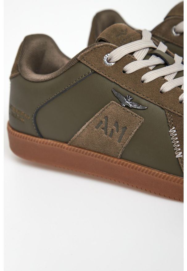 Aeronautica Militare - Sneakersy męskie skórzane AERONAUTICA MILITARE. Materiał: skóra