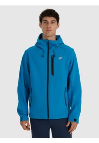 4f - 4F Kurtka softshell wiatroodporna membrana 8000 męska - niebieska L. Kolor: niebieski. Materiał: softshell. Technologia: Primaloft. Sport: turystyka piesza, wspinaczka #1
