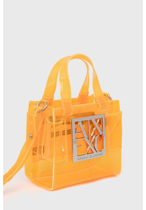 Armani Exchange torebka kolor pomarańczowy. Kolor: pomarańczowy. Rodzaj torebki: na ramię