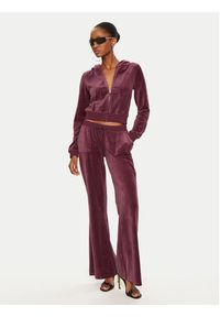 Juicy Couture Spodnie dresowe Caisa JCSEBJ008 Bordowy Slim Fit. Kolor: czerwony. Materiał: welur, bawełna #5
