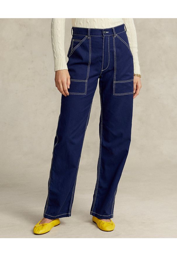 Ralph Lauren - RALPH LAUREN - Granatowe spodnie Utility. Kolor: niebieski. Materiał: bawełna