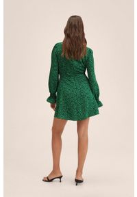 mango - Mango sukienka Fontana kolor zielony mini rozkloszowana. Kolor: zielony. Materiał: włókno. Typ sukienki: rozkloszowane. Długość: mini
