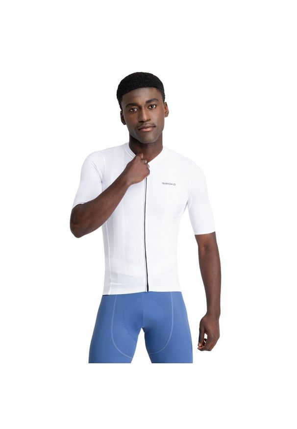 SIROKO - Damska koszulka rowerowa z krótkim rękawem z materiałów z recyklingu Kolarst. Kolor: biały. Materiał: materiał. Długość rękawa: krótki rękaw. Długość: krótkie. Sezon: lato. Sport: kolarstwo