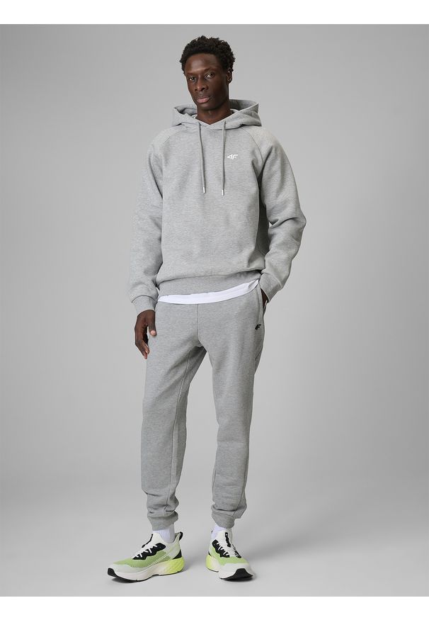 4f - 4F Bluza dresowa regular z kapturem męska - szara XXL. Okazja: na co dzień. Typ kołnierza: kaptur. Kolor: szary. Materiał: dresówka. Długość rękawa: raglanowy rękaw. Styl: casual, sportowy